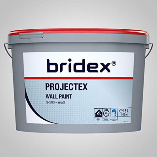 Bridex Projectex 15,000L - weiße Innen-Wandfarbe mit hoher Deckraft, geeignet für Folgeanstriche - ist sehr leicht zu verarbeiten in einer guten Qualität, weiß