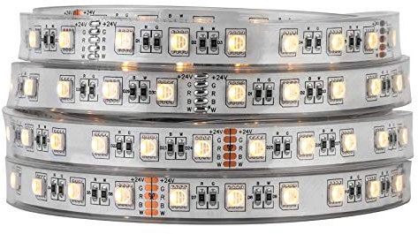 BTF-LIGHTING 5050 RGBW RGB + Warmes Weiß (2700K-3000K) 4 Farben in 1 LED 5M 60LEDs /m Mehrfarbige LED Band-Lampen IP67 Wasserdichtes Weiß PCB LED DC24V