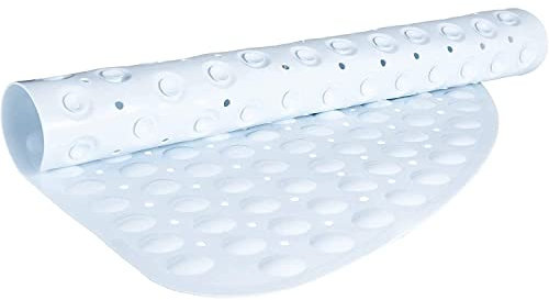 TranquilBeauty Alfombra de Ducha con ventosas, Antideslizante, antimoho, Lavable a máquina, para Plato de Ducha a RAS de Suelo, Ideal para niños y Ancianos Esquina, 54x54cm Blanco