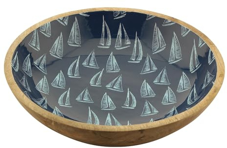 Sea-Club Schale - Segelboote, Mango-Holz emailliert, ø 30cm, H: 7,5cm