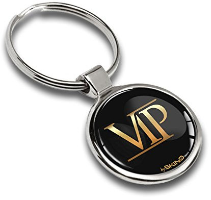SkinoEu® Schlüsselanhänger Metall Keyring Autoschlüssel mit Geschenkbox Geschenk Metall-Schlüsselanhänger Schlüsselbund Edelstahl VIP Gold Emblem KK 173