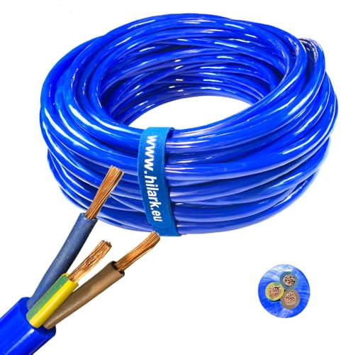 Hilark Cavo di prolunga H07BQ-F 3x2,5 mm 3g2,5 mm (230V, 16A) Cavo Pur arancione/blu (10 metri, Blu)
