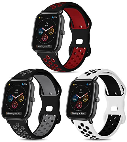 YASPARK Armband Kompatibel mit Amazfit GTS 2, 20mm Silikon Sport Wasserdicht Atmungsaktiv Weiches Ersatzarmband für Amazfit GTS/GTS 2/2 Mini/2e/Amazfit GTR 42mm/Amazfit Bip/Bip Lite/Bip S/Bip U/U Pro