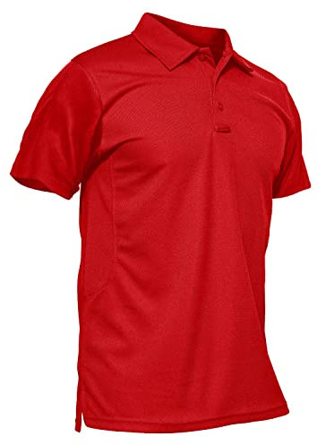 KEFITEVD Polo à Séchage Rapide pour Homme T-Shirts de Golf légers Hauts à Manches Courtes d'été,Tomate Rouge,S