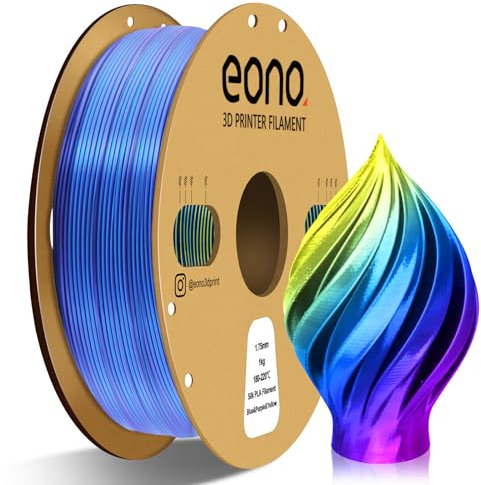 Eono PLA Filament 1.75mm Tricolor PLA 3D Printer Filament, Coextrusion Filament Like Rainbow 2.2lbs (1kg). Silk PLA Yellow/Blue/Purple.