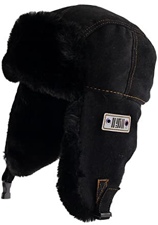 Ciamlir Russische Mütze Outdoor Russian Hat Damen Winter Pilot Herren Шапка Ушанка Warmer Bomber Trapper Ushanka,Schwarz,56-60Cm