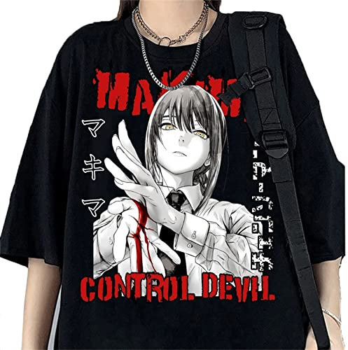 MEDM Chainsaw Man Makima Eyes Oversized Shirt Kawaii Anime T-Shirts Clothes Japanese Manga Chainsaw Man Makima Tshirt for Men Unisex