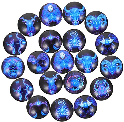 Milisten Glas-Cabochons Mit Sternbild - 20 mm, Sternzeichen, Flache Cabochons für Foto, Kamee, Anhänger, Handwerk, Schmuckherstellung - 100 Stück