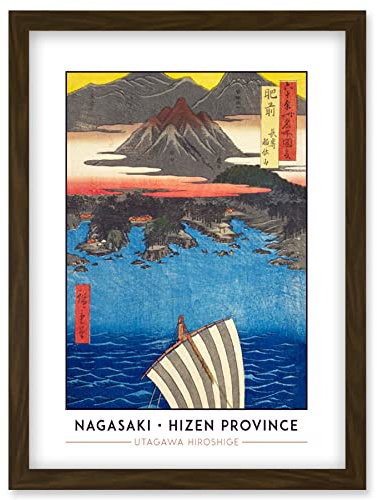 Wee Blue Coo Nagasaki, Mount Inasa Hizen Province Utagawa Hiroshige Japanese Woodblock Classic Collection Artwork Framed Wall Art Print A4