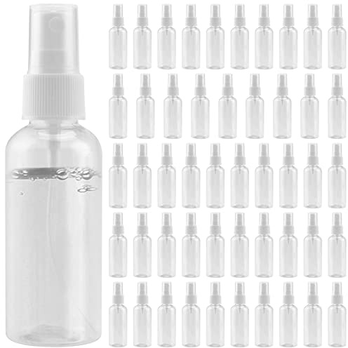FUNSUEI 50 PCS 100ml Empty Spray Bottles, Plastic Small Fine Mist Bottle | Clear, Refillable, for Cleaning, Travel, Perfumes