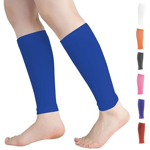 Novetec Manchon de Compression pour Mollet pour Homme et Femme (20-30 Mmhg)– Manchons de Compression pour Course, Soutien des Attelles de Tibia, Soulage les Douleurs (1 Paire) (Bleu, L)