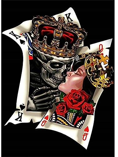 DCIDBEI 40 x 50 CM 5D DIY Diamant-Stickerei Rund, Diamant Malerei Schädel und Frau, Diamond Painting Gothic für Erwachsene, Kreatives Bastelset, Dekoration für Schlafzimmer und Büro