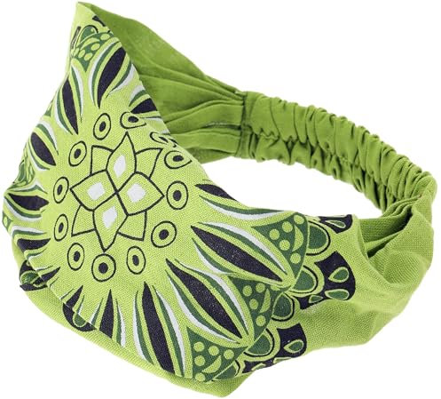 GURU SHOP Haarband, Kopfband, Bandana mit Farbenfrohem Mandala, Kopfbedeckung - Lemongrün, Herren/Damen, Baumwolle