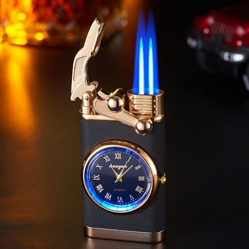 Kreativ Feuerzeug mit Zifferblatt, Winddichtem Tragbare Aufblasbar Feuerzeug mit Uhren Personalisierte Geschenke für Männer Feuersteine Lighter