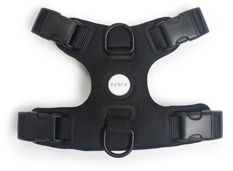 Fable Signature Geschirr für Hunde – Minimalistisches Hundegeschirr mit Stoßdämpfer, atmungsaktives Netzgewebe, verstellbare Gurte mit Schnallen für Flexibilität und 3 Leinen-Befestigungspunkte,