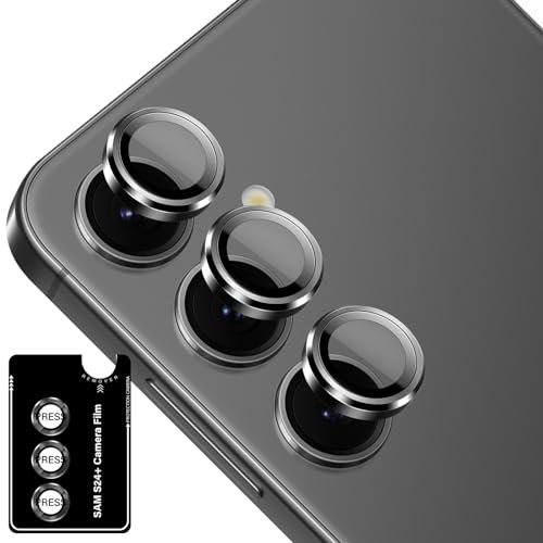 Locofun Kameraschutz für Samsung Galaxy S24 Plus 5G für Panzerglas, 9H Härte Linsenschutz Einzeln Kamera Schutzfolie, Anti-Kratzen Individuelle Ring aus Metall Linse Folie Schutzglas - Schwarz