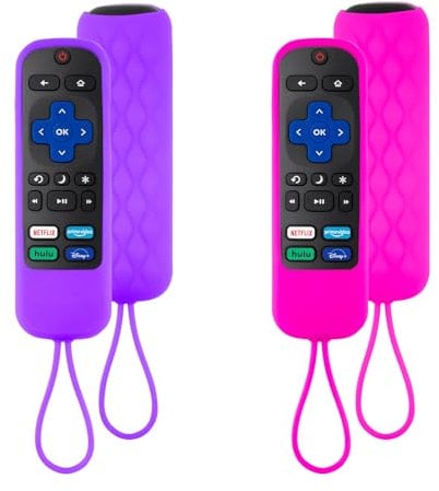 2 Pack Case for TCL Express/Streaming Stick/Premiere-Silicone Remote Cover for TCL Hisense TV Remote Sleeve Skin Smart TV Remote Control Replacement Cover Case(Purple and Rose)