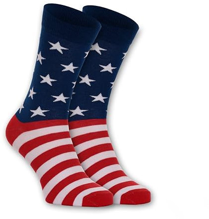 Socken mit Ländermotiven, Größe L, Schuhgröße 43-47 (USA-Flagge), US-Flagge, Large