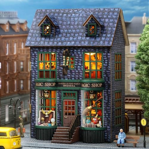 CUTEROOM Maison miniature - Maison de poupée DIY en bois - Mini kit de construction avec meubles et lumière LED - Cadeau d'anniversaire pour femmes et filles (Magic Store)