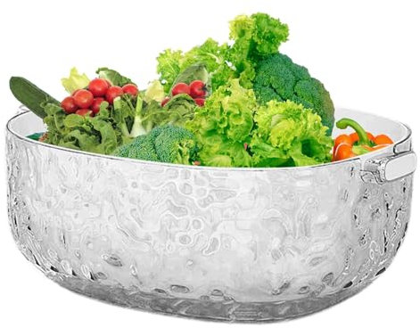 Waschschüssel für Obst und Gemüse - Doppelschicht Wäschekorb Abtropfplatte | Küchenhelfer, Abflusskörbe, effizienter Abfluss zum Servieren von Snacks, Lebensmittelwäsche