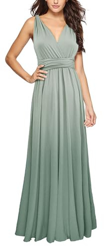 Cihdmfb Abendkleid Damen Multi-tragen Ärmelloses Langes Maxikleid Brautjungfernkleid Sexy Rückenfreies Enges Multi Way Bandage Dress Frauen V-Ausschnitt Neckholder Party Kleid Ballkleid