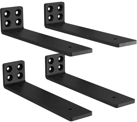 MLOQI 4 stück Regalhalterung Schwarz Regalwinkel Schwerlast, Regalwinkel Schwarz Metall, Wandhalterung Winkel regal 0,5 cm Dick, Tragkraft 50 KG (25 cm)