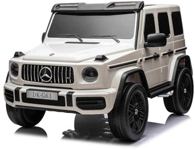 4x4² Kinder elektroauto 12C 2 sitzer Mercedes AMG G63 G Klasse, Weiß, MP3/USB/AUX, gefederte Eva-Räder, Kunstledersitze, Fernbedienung, Lizenziert