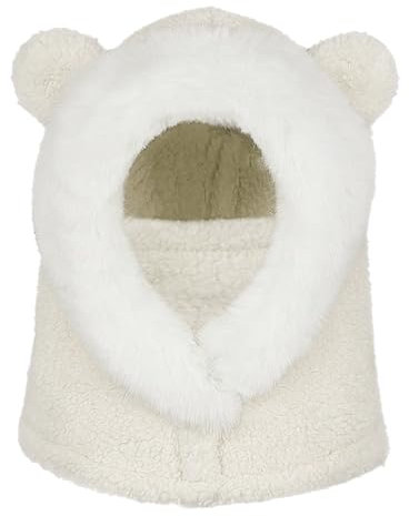 JFAN Kinder Wintermütze Warm Plüsch Schalmütze Jungen Mädchen Kapuzenschal mit Fleecefutter Winter Schal Halswärmer Panda Mütze