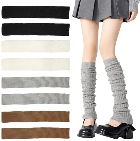 FUIPVGI 4 Pairs Leg Warmers,Knitted Leg sleeves for Women Girls,Leg Warmers Ladies Winter Boot Cuffs Warm Knee Warmers,Fashion Long Boot Cuff Knee Socks for Ballet Dance Yoga (4, 4 Pairs)