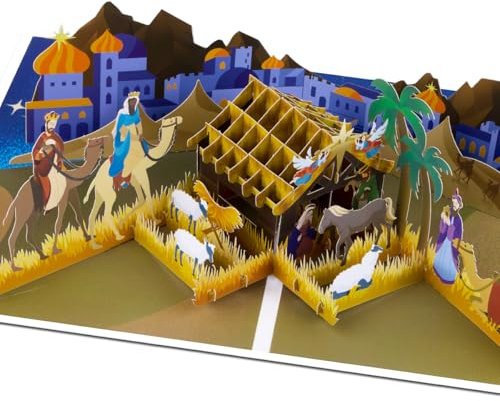 CNLITIHEKA Nativity of Jesus Weihnachtskarte - Jesus Christus Geburt Szene, Pop-up-Grußkarte Heilige Nacht Krippe, Neujahr Urlaub Grußkarte, Umschlag enthalten.