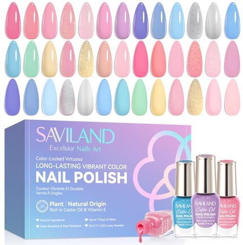 SAVILAND 20 Color Lebendig Nagellack Set: Nagellack Schnelltrocknend Langanhaltend Nail Polish Set Für Frauen, Wasserbasis Nagellackset für DIY Nail Art Maniküre