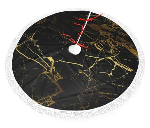 Decorazione per albero di Natale, sfondo nero e oro, nappa, decorazione per albero di Natale