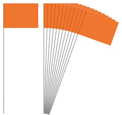 FSSTUD 30 Stück hohe Rasenflaggen Garten Sprinkler Markierungsflaggen PVC Hofpfahl Flaggen Outdoor Markierung Flaggen Landschaft Bewässerung Flaggen Begrenzungsflaggen für Hundezaun Orange