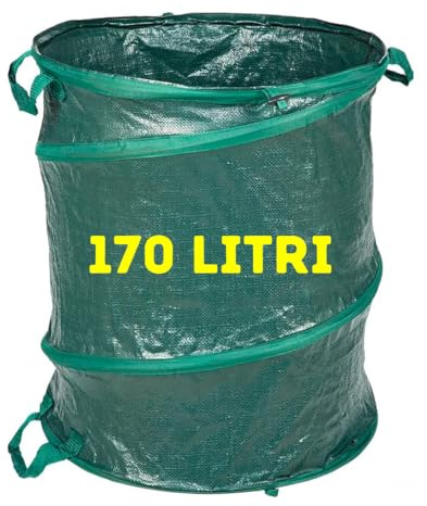 Sacco Raccolta Foglie Giardino Pop Up Sacchi per Rifiuti Verdi Giarrdinaggio Raccoglitore Pieghevole Fogliame da 170 litri Misura 56x70 cm Colore Verde