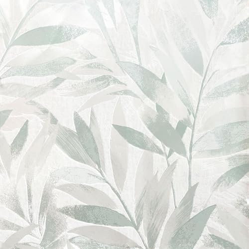Rasch Fiji Leaf Textured Blown Vinyl Tropical Leaves Motif Wallpaper Perfect for Modern Bedrooms, Hallways, Living Rooms Sage Green 311631