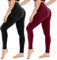 CAMPSNAIL 2er Pack Leggings Damen Schwarz High Waist Sport Leggins Blickdicht Sporthose für Gym Yoga(Schwarz&Weinrot,L-XL)