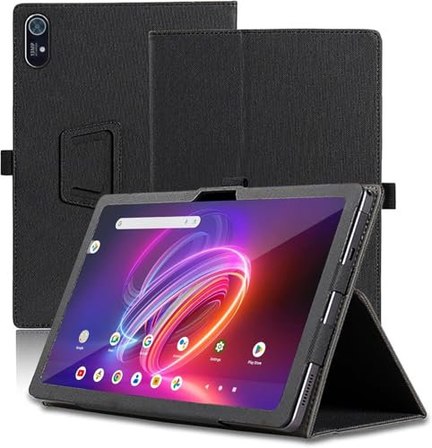 Haofun Funda Compatible con Acer Iconia Tab P11, Cover PU Protector con Soporte Multiángulo, Ultra Delgada Anti-Caída Case con Correa para la Muñeca, Negro