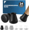 shinfly Stuhlbeinkappen Rund 24 Stück (14-20mm), Schutzkappen für Stuhlbeine, Silikon Stuhlbeinschoner für Stühle & Bodenschutz, Filzgleiter für Schräge Stuhlbeine, Geräuscharm【Schwarz】