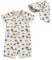 WYTbaby Traje de baño para bebé, ropa UV de una pieza, manga corta, ropa protectora UV para bebé niño con sombrero para el sol, amarillo, 6-12 meses