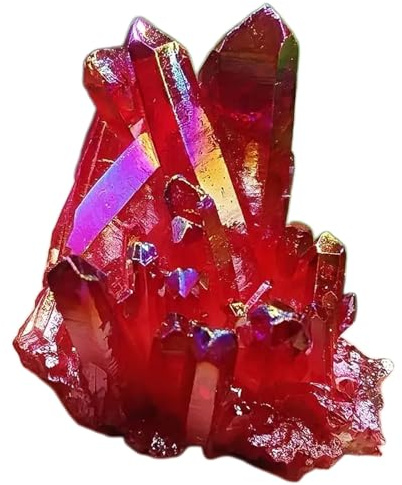 DECORN Titanium Coated Bergkristall Druse Rohstein unregelmäßige Kristall Cluster Quarz Geode Edelstein Specimen für Reiki Feng Shui Deko, Glücksbringer, Home Dekoration,Rot,50~80g