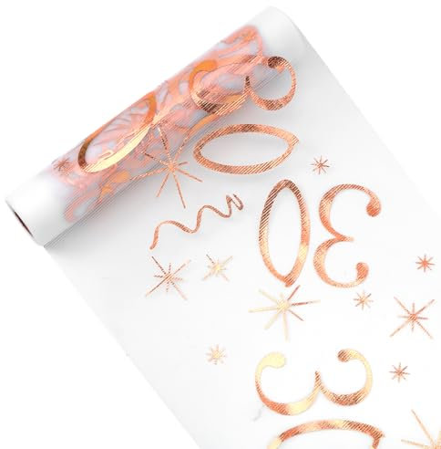 Chemin de Table Anniversaire 30 Ans, 28 CM x 10M Chemin de Table Or Rose, Deco Anniversaire 30 Ans Femme Homme, Decoration Table Anniversaire Rouleau Brillant