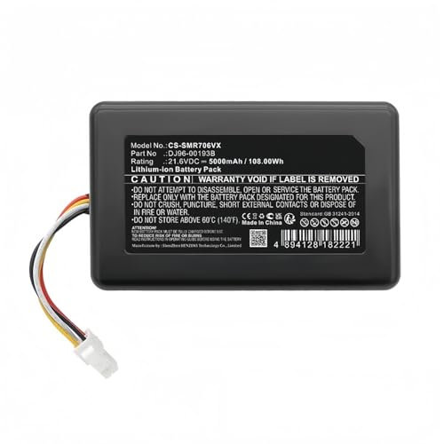 SHGTCOAP 5000mAh/6000mAh Batteria per Aspirapolvere Robot DJ96-00193B. Compatibile for Samsung PowerBot R7065, R7070, R7090, VR7000, R7040, VR1AM7010UW/AA, VR1AM7040WG/AA(5000mAh)