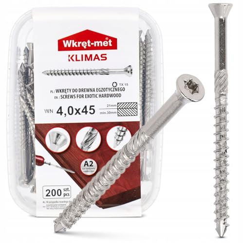 Klimas Terrassenschrauben Edelstahl A2 – 4 x 45 mm - 200 Stück