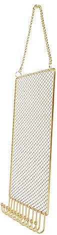 BESPORTBLE Rack de bijoux en filet en fer forgé étagère Titulaire organisateur de porte-bijoux stand de bijoux Rester monté cintres peu encombrants porte-bijoux suspendu au mur le fer Doré