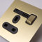 Satin Brass Straight Knurled Switches and Sockets (Single 13A socket with USB A & C)