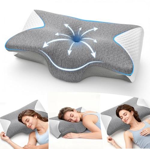 A-Pce Ergonomic Memory Foam Pillow, Cervical Pillow for Neck Support, Grey