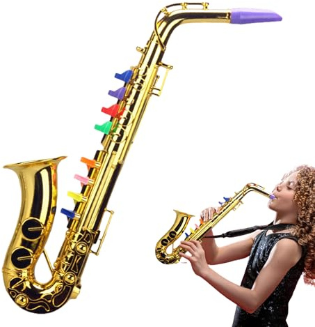 Saxophon für Kinder: Musiksimulation mit 8 farbigen Schlüsseln, Musiksaxophon für Kleinkinder für Kindergarten, Kindergarten