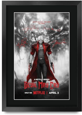 HWC Trading Devil May Cry Geschenke Geduckter Poster Signiertes Autogramm Foto für Fans von Film Memorabilien - A3 Gerahmt