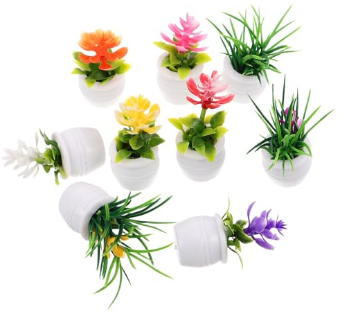 TOYANDONA 9pcs Miniature Dollhouse Plants Potted Flowers Micro-landscape Decor Dollhouse Scenery Props Terracotta Pots