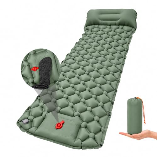 ZAYNXHCT Isomatte Ultraleichte Luftmatratze Camping Matratze mit Fußpumpe | Leicht & kompakt mit Packsack, schnell aufblasbar, TPU wasserdicht, für Outdoor, koppelbar zum Doppelbett, leicht zu reinigen